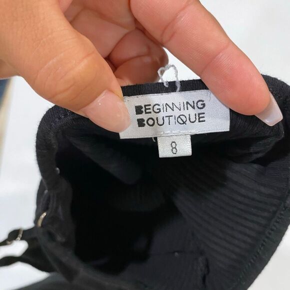 Beginning Boutique Black Ribbed Bodycon Mini Dress Women’s Size 8 Small - Picture 3 of 5